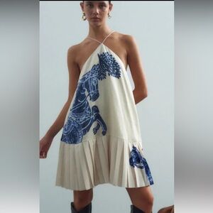 Alemais Elegant Cream and Blue Women's Dress